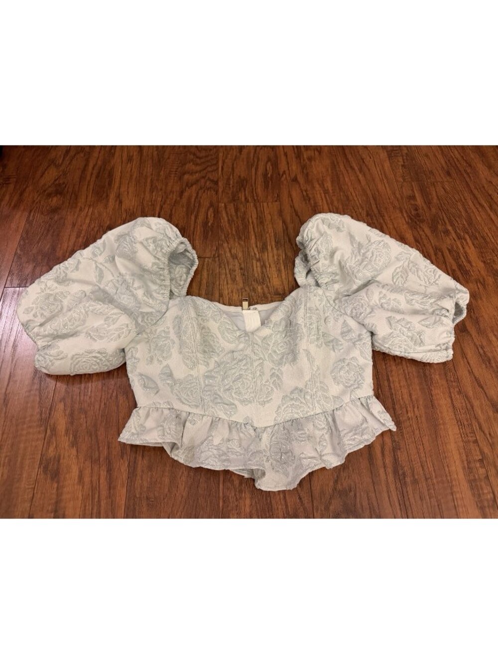 For Love & Lemons Lydia Corset Crop Top / Ice Blue Medium